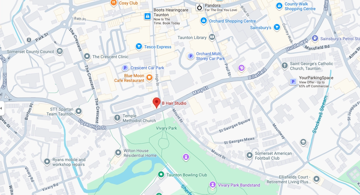 Map showing location of B Hair Studio